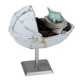 Metal Star Wars The Child model  with a stand on a white background