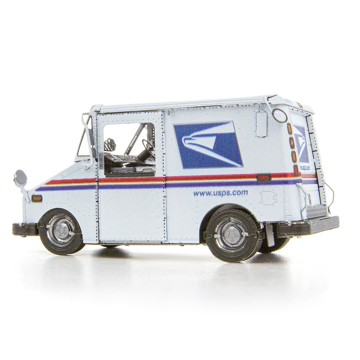 Metal model of a USPS LLV Mail Truck on a white background
