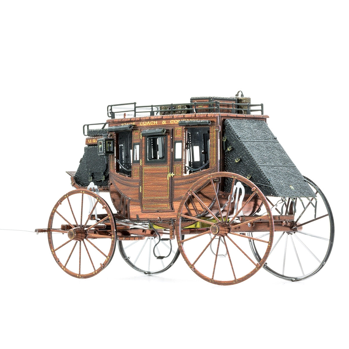 Metal model Wild West Stagecoach on a white background