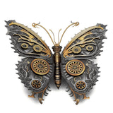 Medal model of a Steampunk Butterfly with mechanical gears on a white background