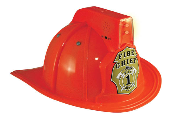 Red Jr Fire Chief Helmet with Lights