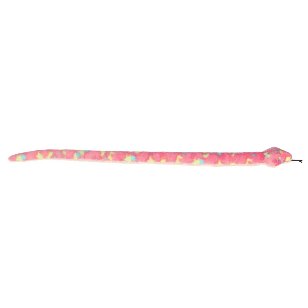 Pink snake with colorful pattern on a white background