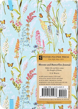 Floral and butterfly design on the back of a journal with Peter Pauper Press branding.