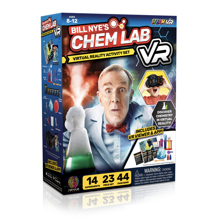 Box of Bill Nye's Chem Lab VR Virtual Reality Activity Set on a white background