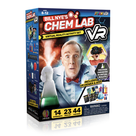 Box of Bill Nye's Chem Lab VR Virtual Reality Activity Set on a white background