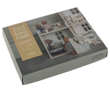 A boxed Maileg House of miniature - Bonus room set photographed on a plain white background. The package shows a printed room scene with teddy bears and furniture, plus a tan label reading 'House of miniatures Bonus Room' and the brand 'Maileg'.