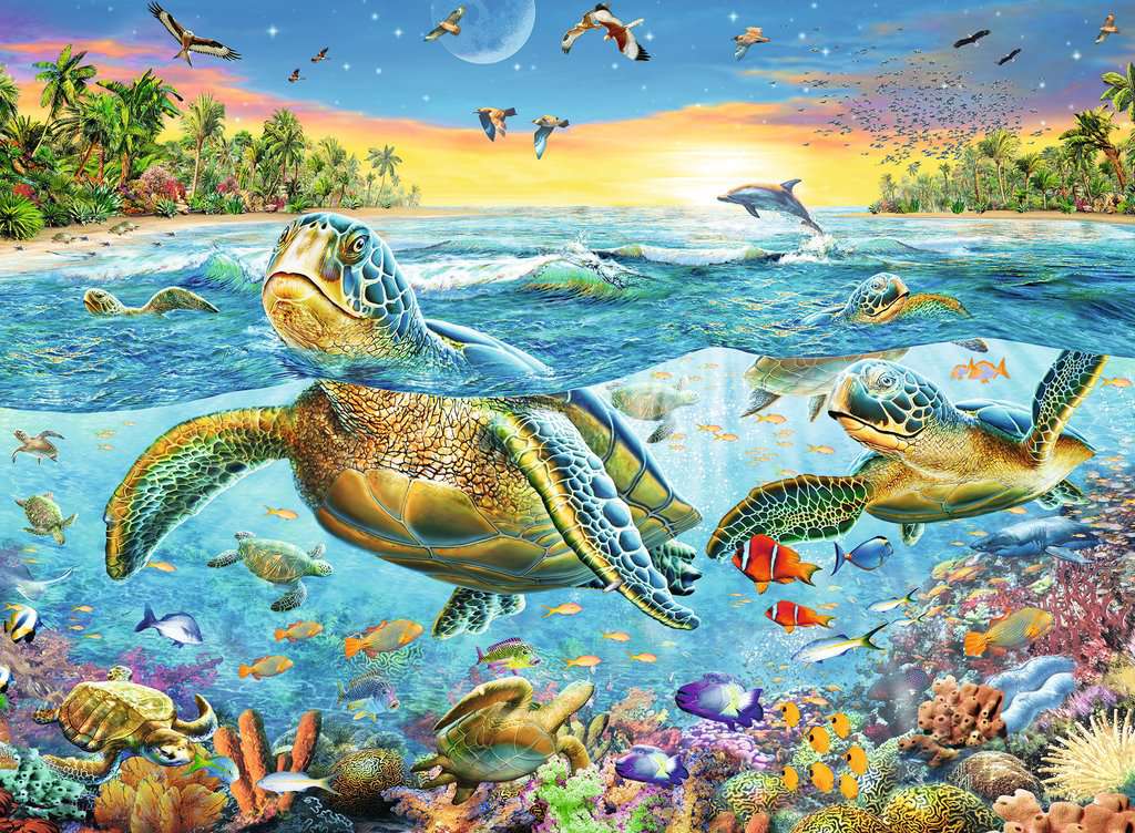 Swim with Sea Turtles - 100 Pieces Puzzle