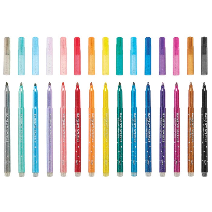 Rainbow Sparkle Glitter Markers - set of 15