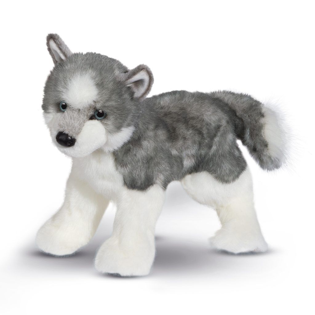Plush toy Sasha Husky on a white background