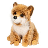 Plush toy Dove Pomsky with brown and white fur on a white background