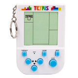 Tetris electronic game keychain with screen and buttons on a white background