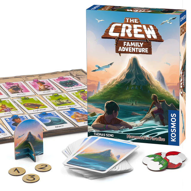 The Crew: Family Adventure: Marooned in Paradise game packaging with game pieces 