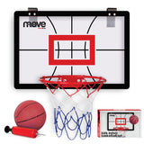 Kids Indoor Basketball Hoop Set with ball, pump, and packaging on a white background