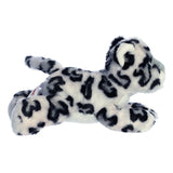 Plush toy snow leopard on a white background
