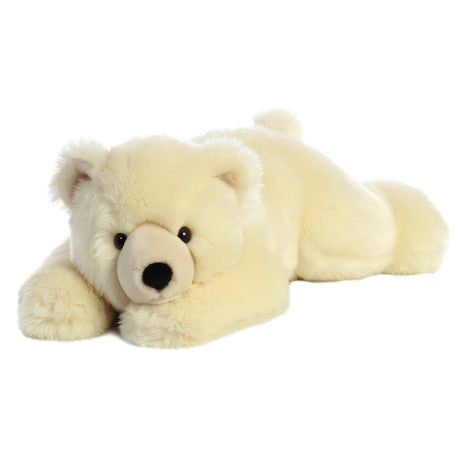 Plush polar bear toy on a white background