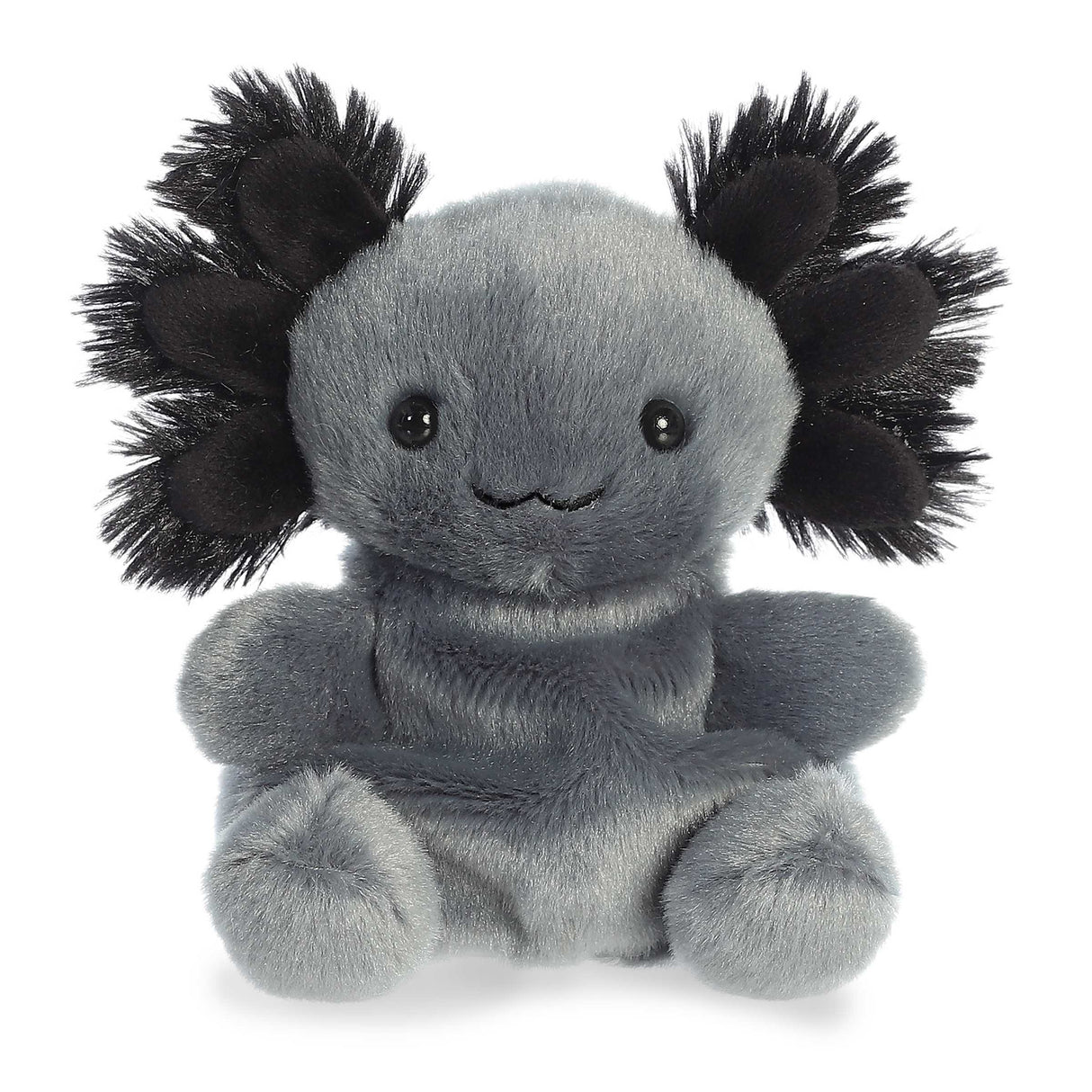 Plush toy Palm Pals - 5" Onyx Axolotl with black tufts on a white background