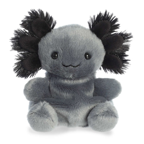 Plush toy Palm Pals - 5" Onyx Axolotl with black tufts on a white background