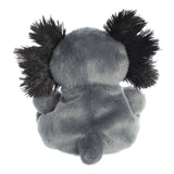 Gray plush Palm Pals - 5" Onyx Axolotl toy with black gills on a white background
