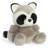 Plush raccoon toy on a white background