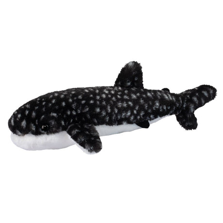 Plush toy Barnacle Whale Shark with black and white pattern on a white background