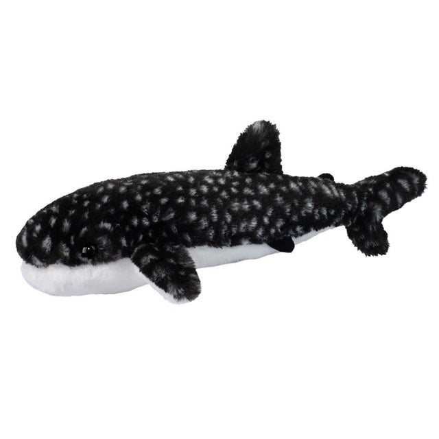 Plush toy Barnacle Whale Shark with black and white pattern on a white background