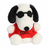 Plush dog toy with sunglasses and a 'COOL' shirt on a white background