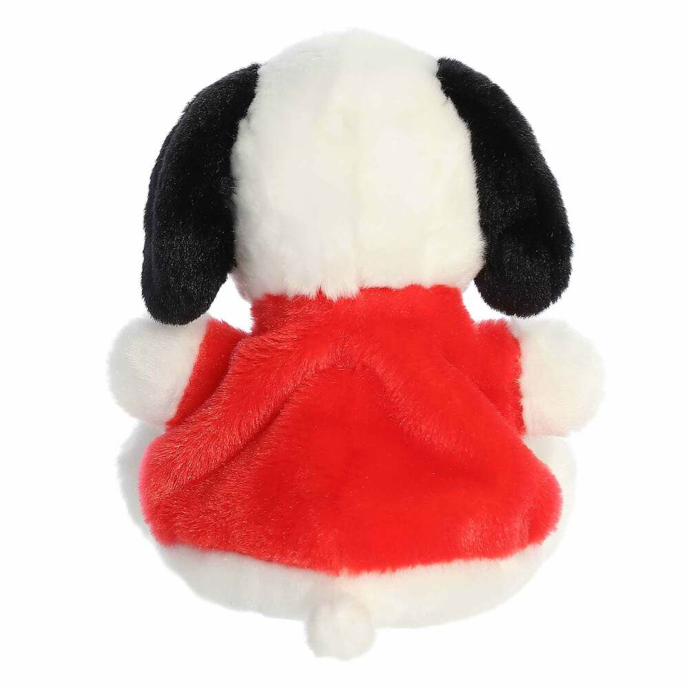 Plush dog toy with a red shirt on a white background