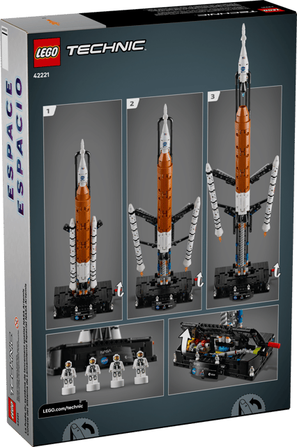 LEGO Technic: NASA Artemis Space Launch System Rocket set packaging with images of the model and LEGO logo.