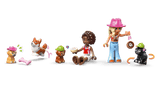 LEGO Friends: Dog Treats Bakery figures  and animals on a green background