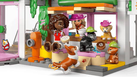LEGO Friends: Dog Treats Bakery set with characters and animals inside a store