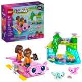 LEGO Friends: Axolotl Adventure Boat set with packaging and toy pieces on a white background