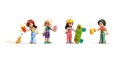 LEGO Friends: Liann's Family House figures with various accessories on a transparent background