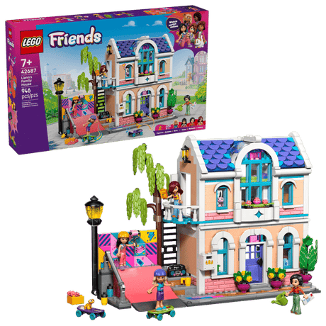 LEGO Friends: Liann's Family House set with detailed house model and packaging on a clear background