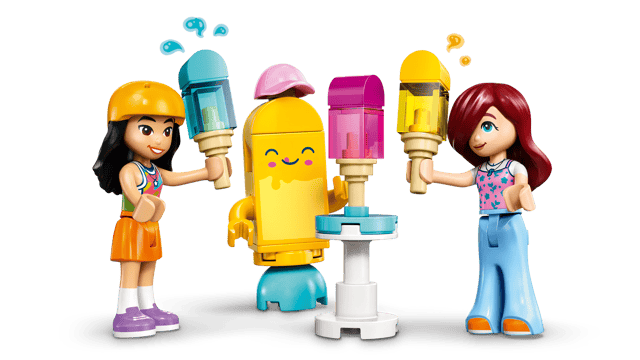 Two LEGOLEGO Friends: Ice Cream & Balloon Stand cream cones on a transparent background