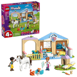 LEGO Friends: Animal Vet Clinic set with  figures on a green background
