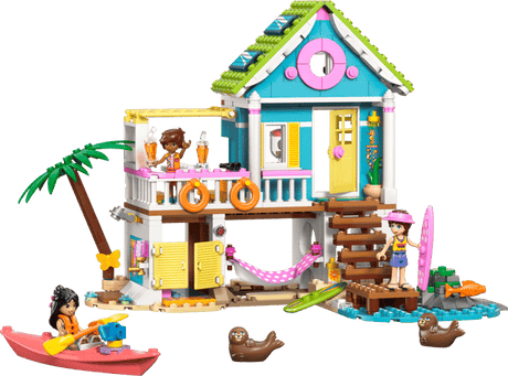 LEGO Friends: Beach House with Seals set with characters and accessories on a transparent background