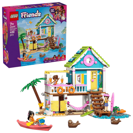 LEGO Friends: Beach House with Seals set with packaging on a white background
