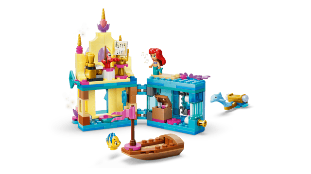 LEGO Disney Princess: Ariel's Magical Mini Palace set with characters and structures on a transparent background