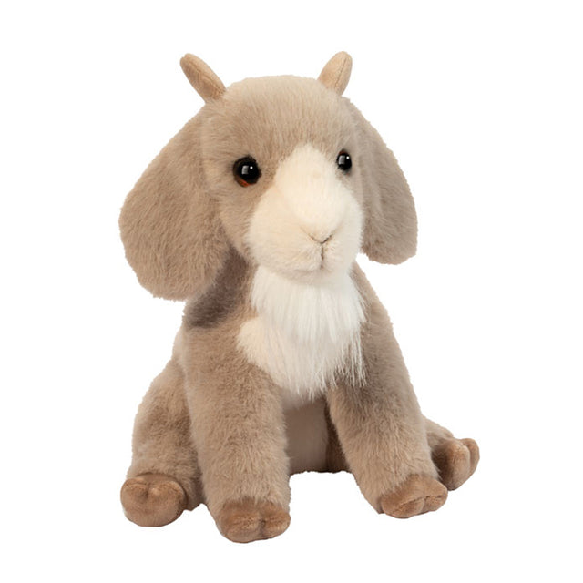 Plush toy Beardie Billy Goat Soft with brown fur and white chest on a white background