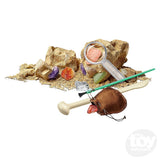 KidzLabs Crystal Mining kit included rocks, gems, pick, magnifying glass, brush and bag to hold gems