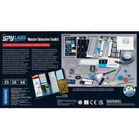 Spy Labs Master Detective Toolkit packaging with product details and branding.