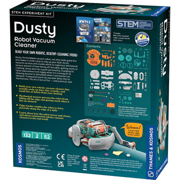 Dusty Robotic Vacuum Cleaner back packaging with product information