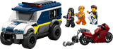 LEGO City Police: Police Prisoner Transport Van police van with a motorcycle and four figures on a transparent background