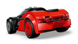 LEGO City Great Vehicles: EV Supercar red toy car with black accents on a transparent background