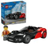 LEGO City Great Vehicles: EV Supercar set with a minifigure and packaging on a white background