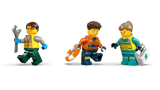 LEGO City Great Vehicles: Airplane, Service Truck & Hovercraft Remix Three LEGO minifigures in different职业 outfits on a transparent background