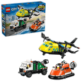 LEGO City Great Vehicles: Airplane, Service Truck & Hovercraft Remix set with helicopter, truck, and hovercraft on a white background