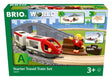BRIO World Starter Travel Train Set packaging with train, tracks, and figures.