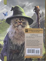 Cat in a wizard costume with a hat and beard, holding a staff, on the cover of a Catdalf Journal (Diary, Notebook) Peter Pauper Press product.