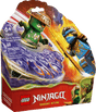 LEGO Ninjago: Nya vs. Mutation Monster Spinner packaging with two characters and product details on a transparent background
